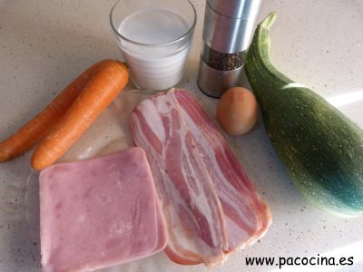 Pastel de calabacín y zanahoria ingredientes