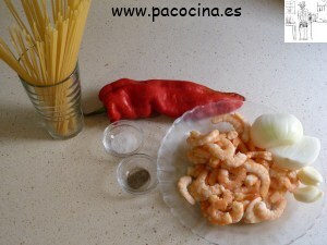 Espaguetis con langostinos ingredientes