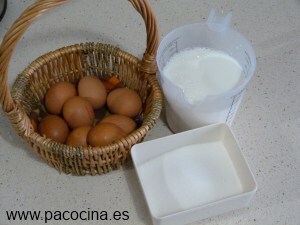 Flan casero de huevo al horno ingredientes