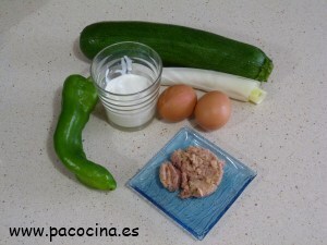 Pastel de puerro y calabacín ingredientes